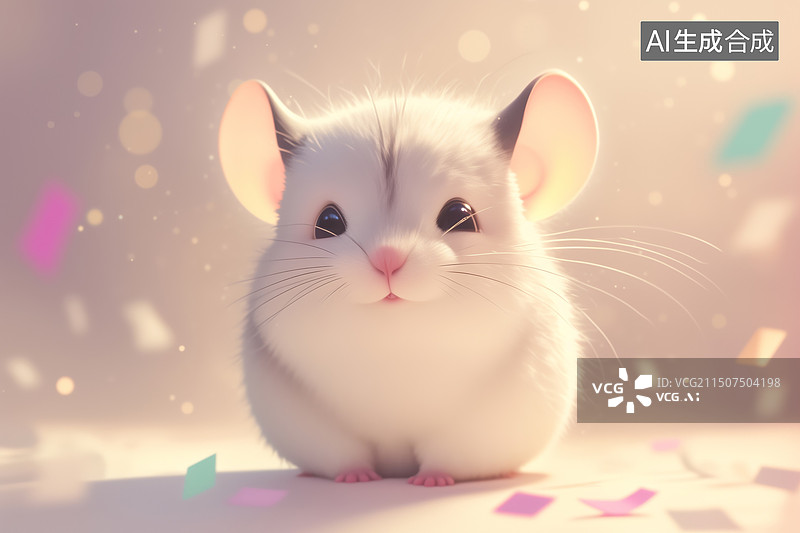 【AI数字艺术】清新可爱雪地的一只长胡须胖龙猫3D卡通插画图片素材