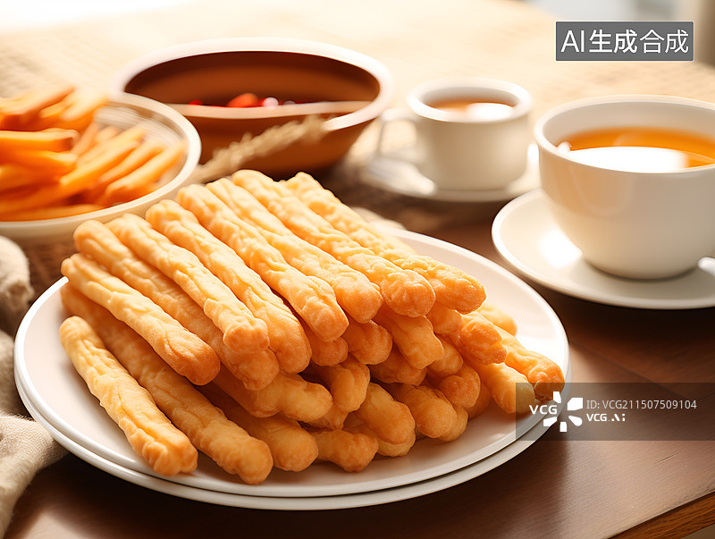 【AI数字艺术】豆浆油条早餐图片素材