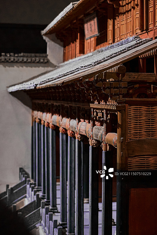 宝纶阁 - 安徽省博物院徽派建筑古祠堂复刻木雕模型图片素材