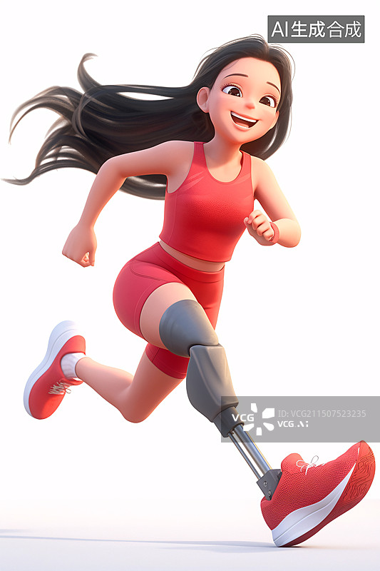 【AI数字艺术】戴着假肢奔跑的运动员图片素材