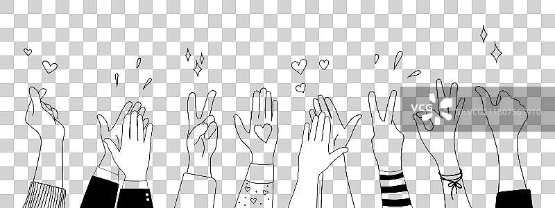 涂鸦手绘举手姿势漫画图标图片素材