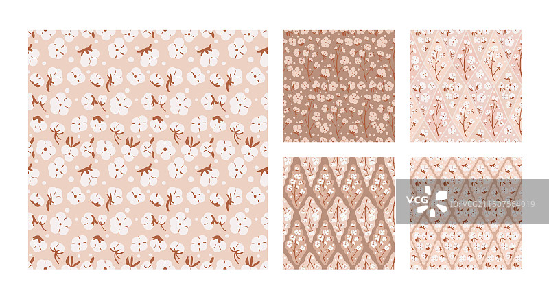 棉花无缝图案分支图片素材