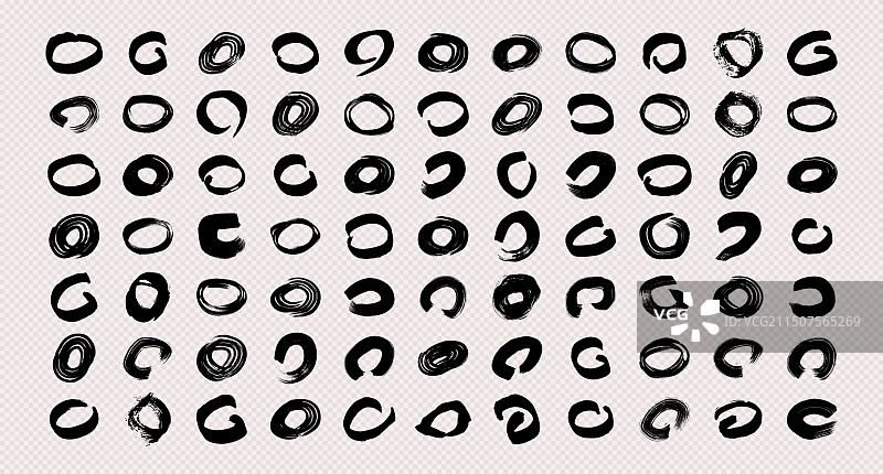 圆形黑色笔刷描边合集图片素材