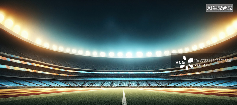 【AI数字艺术】夜晚体育场全景图图片素材