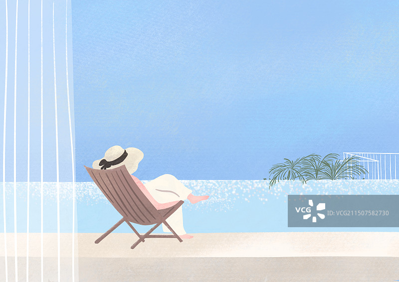 海边度假风景插画图片素材