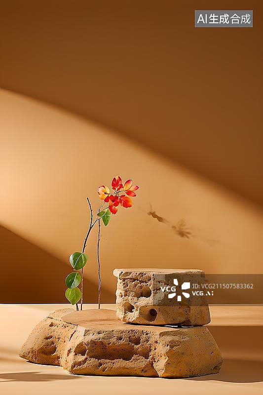 【AI数字艺术】水果花卉产品展示台图片素材