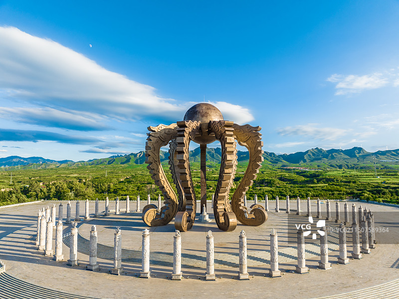 航拍河北省张家口市涿鹿县黄帝城遗址风景区图片素材