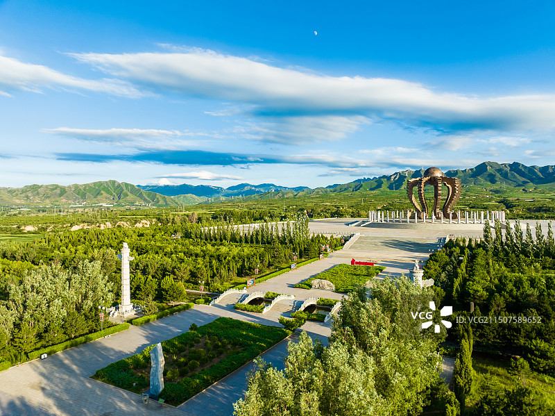 航拍河北省张家口市涿鹿县黄帝城遗址风景区图片素材