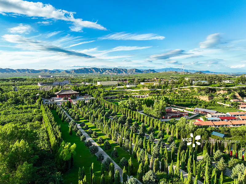 航拍河北省张家口市涿鹿县黄帝城遗址风景区图片素材