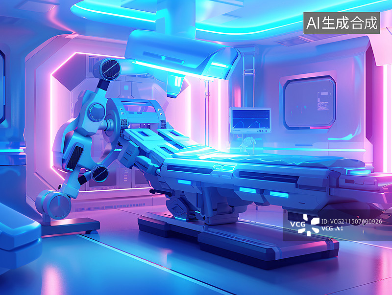 【AI数字艺术】医疗健康手术台病房医疗设备医护3D插画图片素材