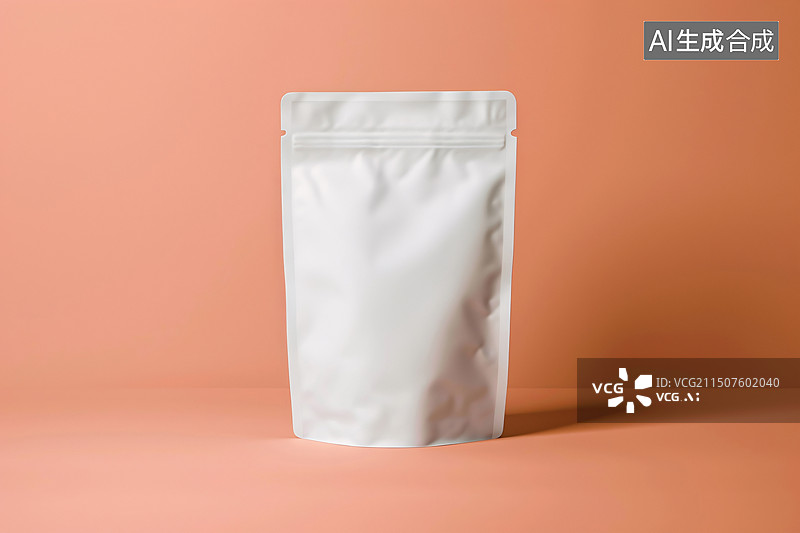 【AI数字艺术】空白白色产品包装袋样机模板3D渲染插图图片素材