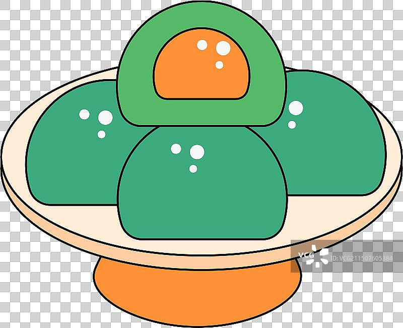 卡通青团描边矢量插画图片素材