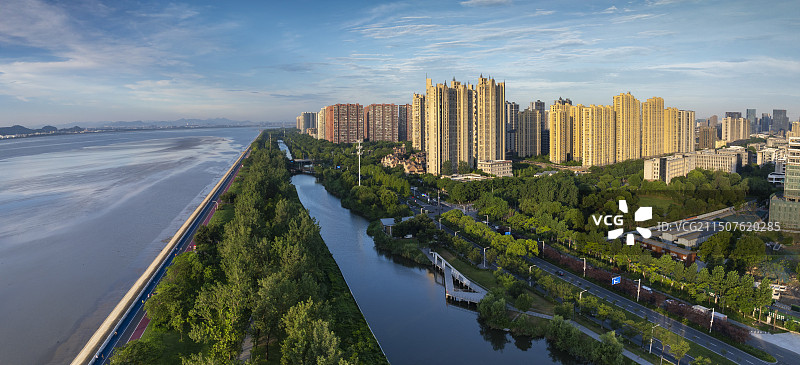 杭州下沙大学城航拍图片素材