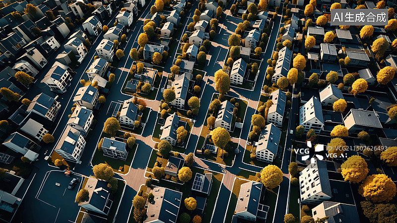 【AI数字艺术】秋意社区：宁静有序的居住空间图片素材