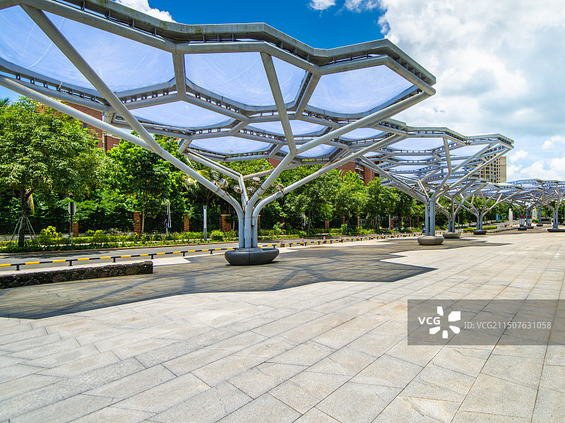 深圳免税海口观澜湖免税城张力膜结构雨棚遮阳棚图片素材