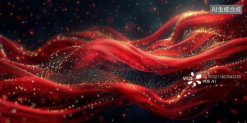 【AI数字艺术】【AI数字艺术】抽象背景红色发光线条图片素材
