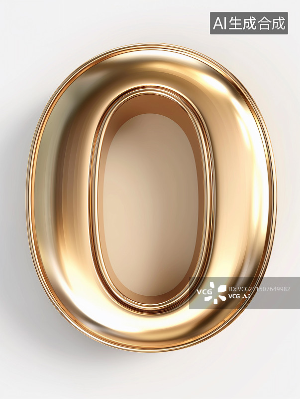 【AI数字艺术】3D金属质感数字元素——数字0图片素材