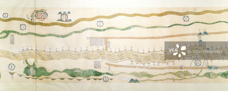 历史上的黄河治理，明代，潘季训，黄河河防一览图图片素材