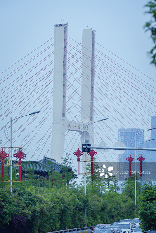 南昌赣江滕王阁与八一大桥图片素材