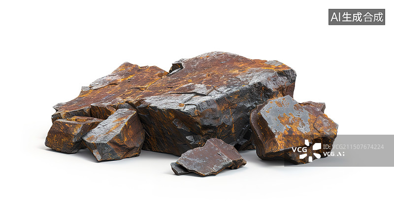 【AI数字艺术】白色背景下的铁矿石插图图片素材