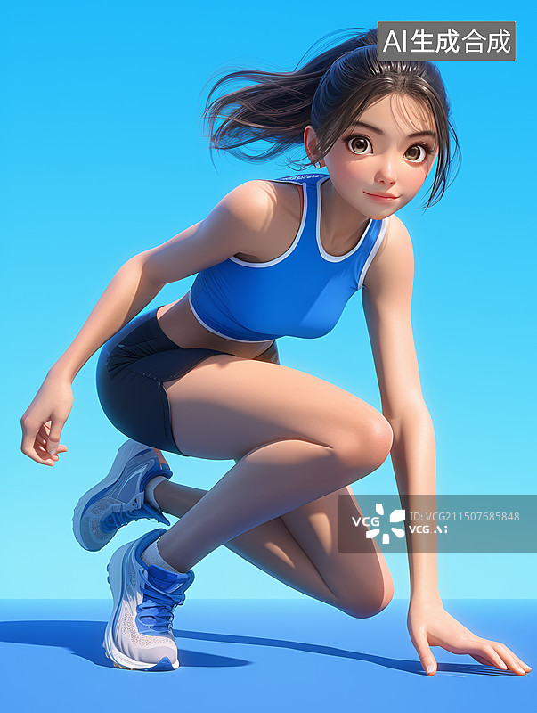 【AI数字艺术】3D风格田径远动员女图片素材