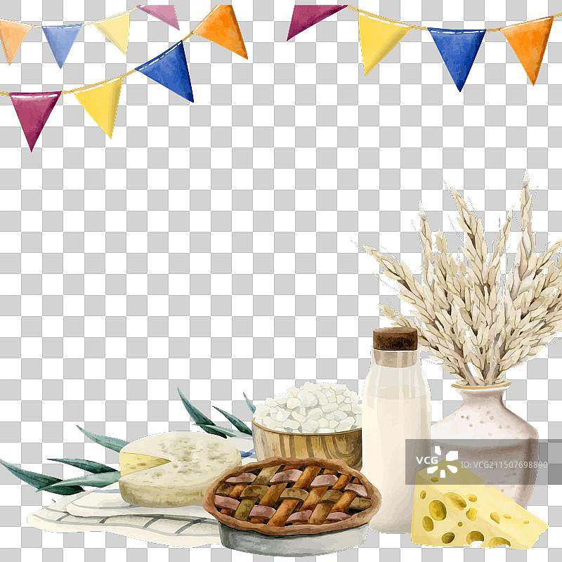 快乐的Shavuot节日贺卡模板图片素材