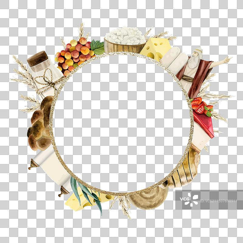 沙夫特节日的传统食物圆形边框图片素材