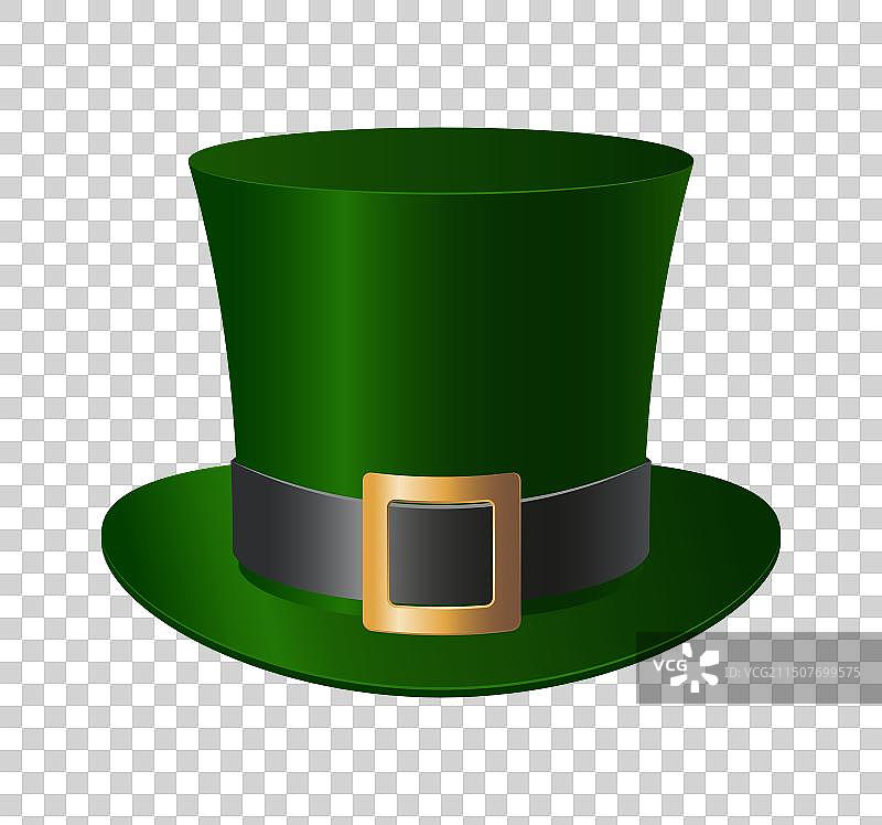 3D绿色高顶礼帽与腰带图片素材