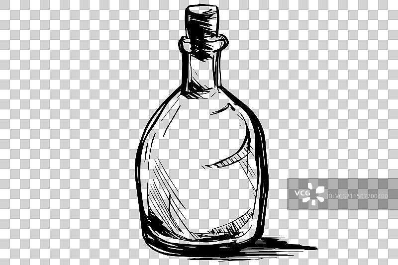 复古玻璃威士忌酒瓶木刻雕刻图片素材