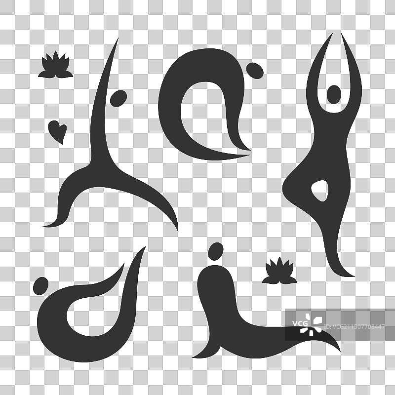 瑜伽姿势剪影合集5款图片素材