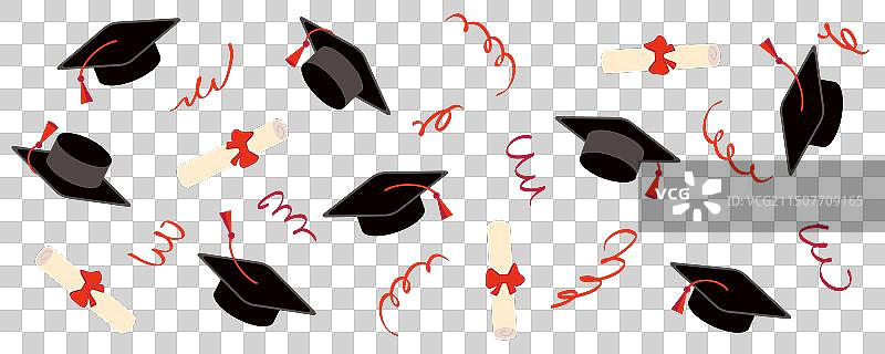 毕业帽和证书横版图片素材