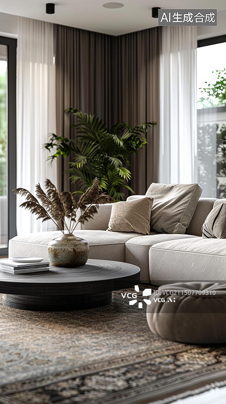 【AI数字艺术】现代简约风格客厅图片素材