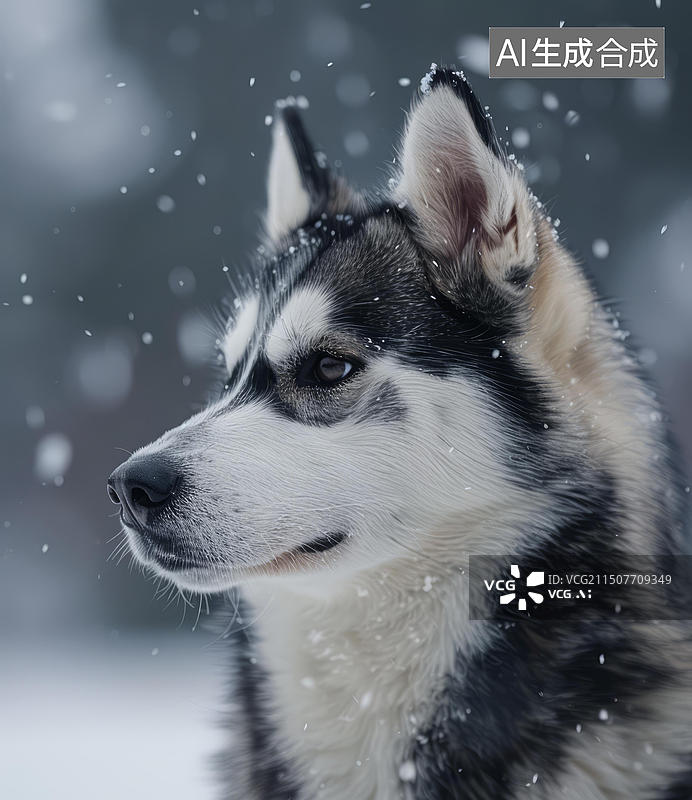 【AI数字艺术】西伯利亚哈士奇犬雪地漫步图片素材