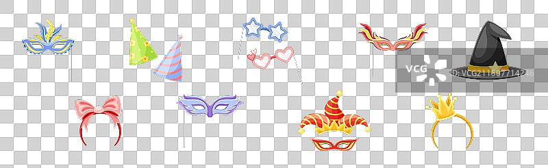 节日派对嘉年华面具和头部配饰图片素材