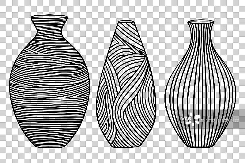 手绘水墨古代花瓶图片素材