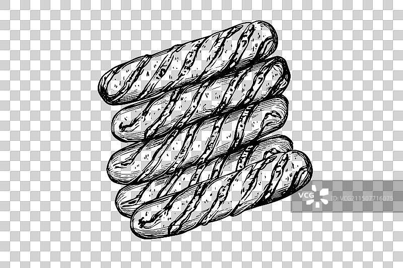 白色背景上的涂鸦风格香肠草图图片素材