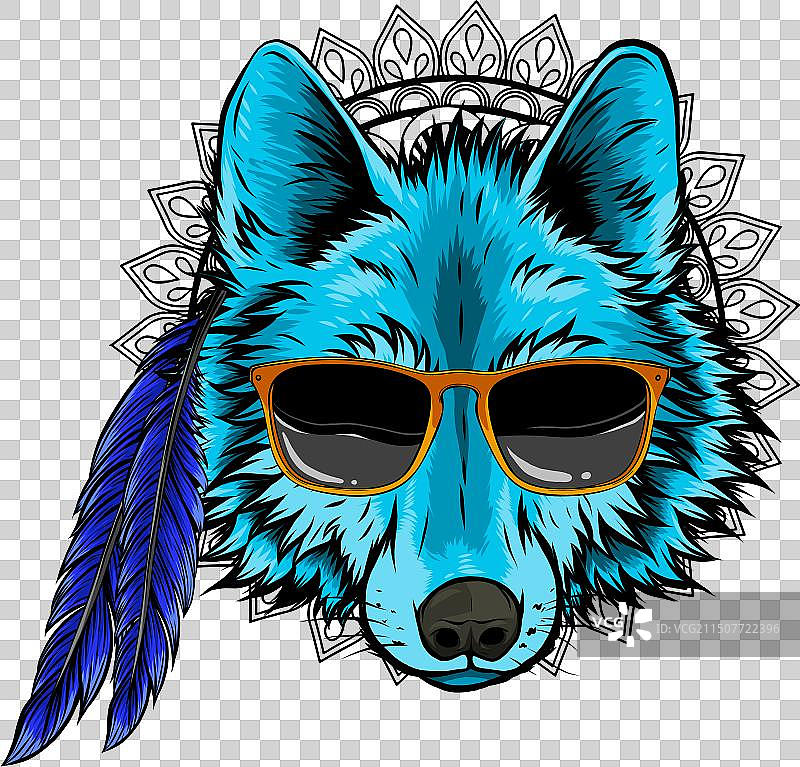 彩色狼头吉祥物图片素材