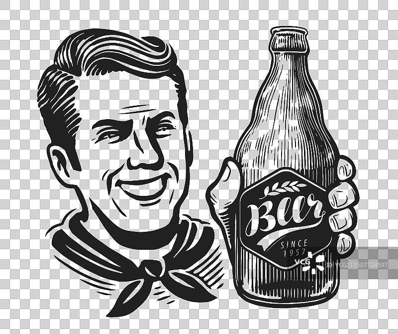 快乐的男人手持精酿啤酒图片素材