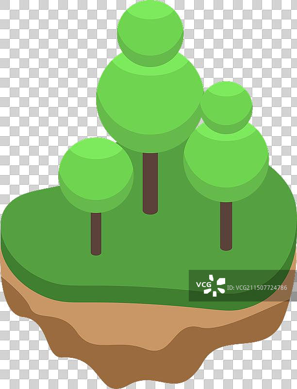 2.5D漂浮岛屿与树木图片素材