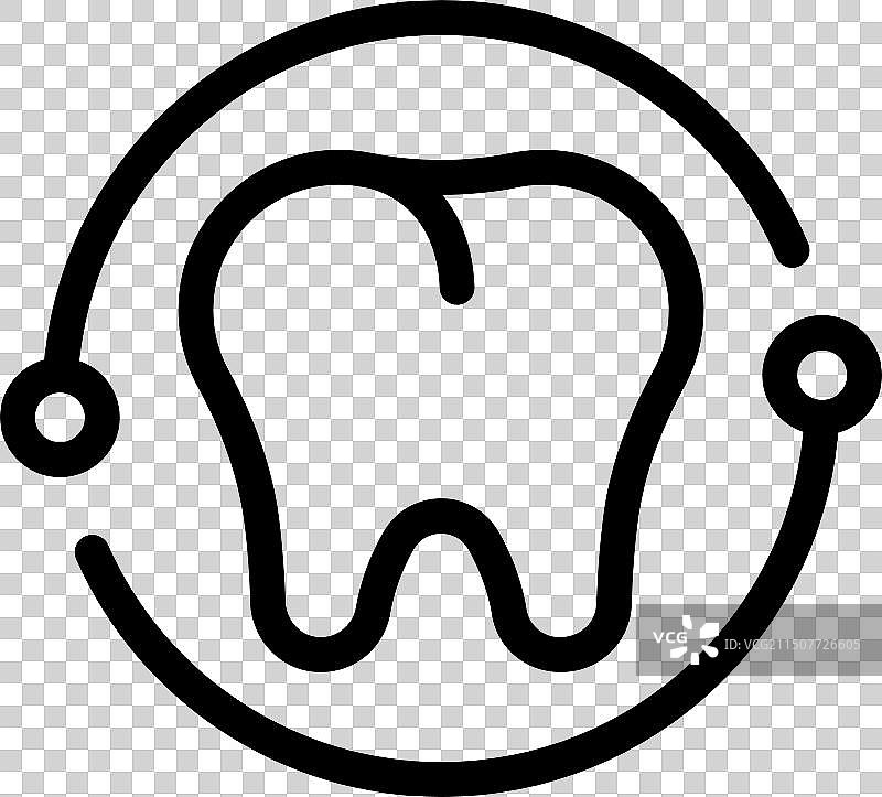 牙齿健康图标，含牙齿和听诊器图片素材