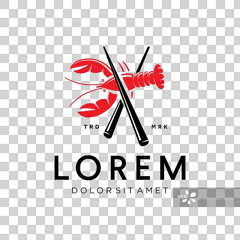 筷子夹着的小龙虾对虾龙虾标志图片素材