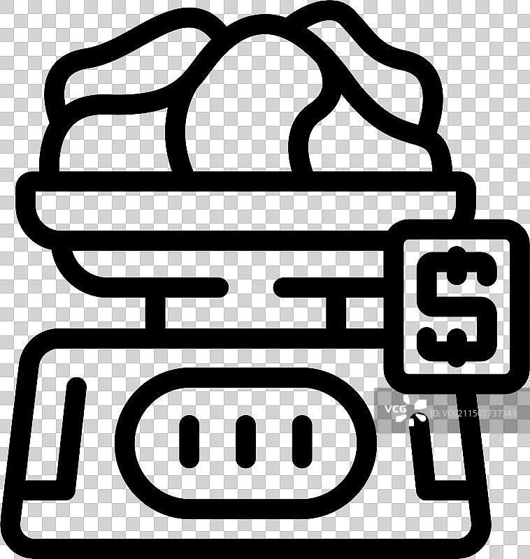 带价格标签的数字秤线条图标图片素材