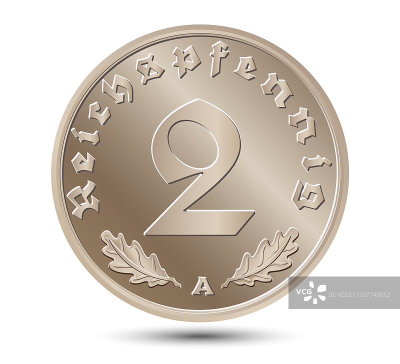 德国2芬尼硬币轮廓图片素材