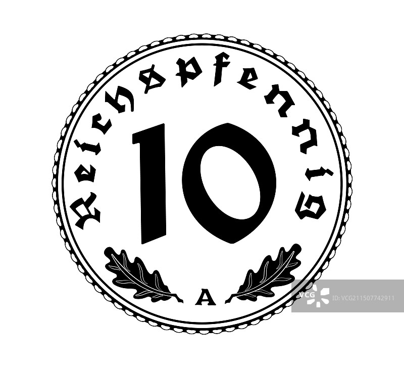 德国10芬尼硬币轮廓图片素材