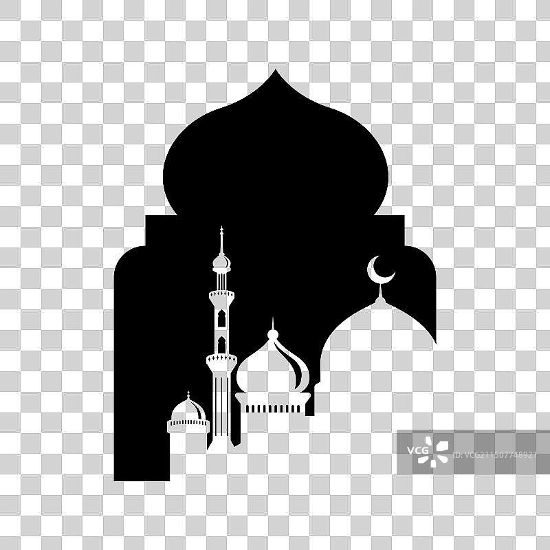 具有清真寺轮廓的阿拉伯伊斯兰拱门图片素材