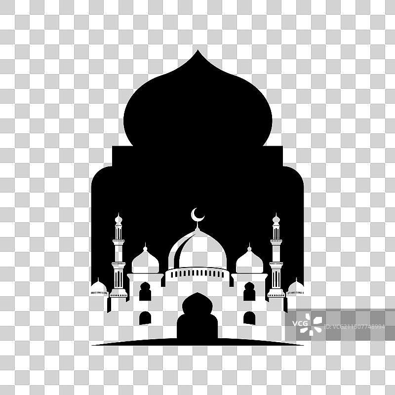 具有清真寺轮廓的阿拉伯伊斯兰拱门图片素材