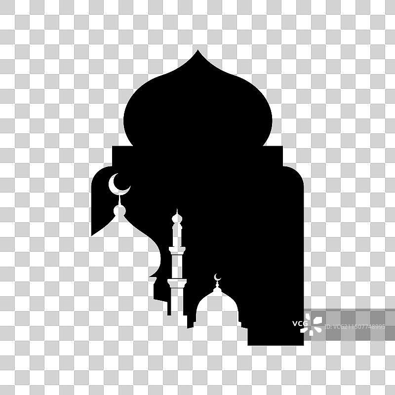 具有清真寺轮廓的阿拉伯伊斯兰拱门图片素材