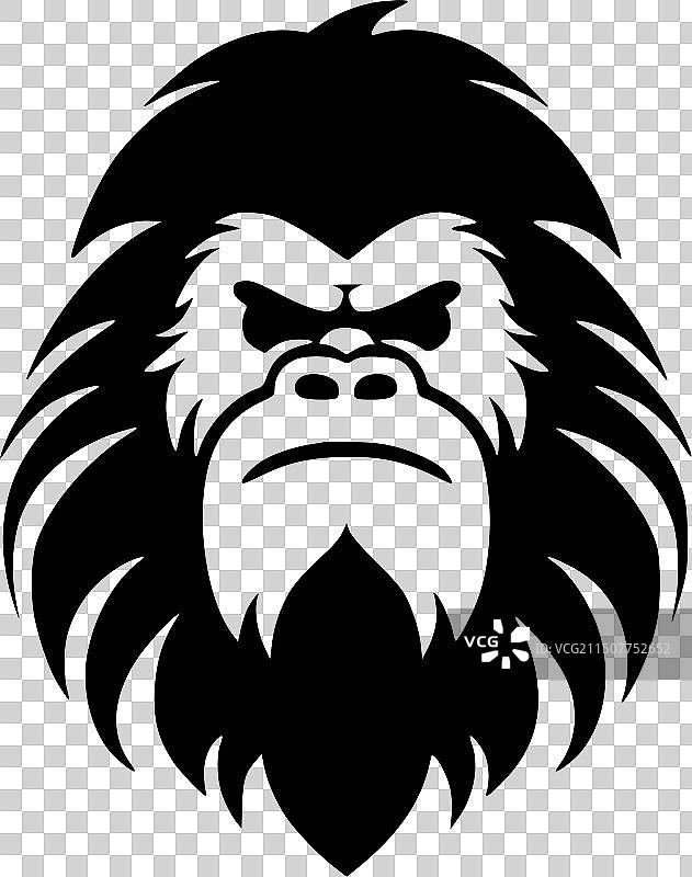 大脚怪黑白隔离图标图片素材