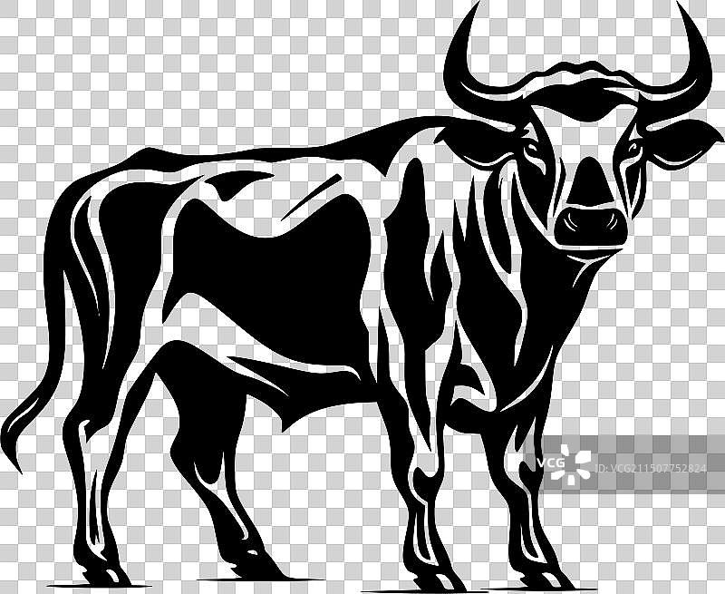 公牛极简剪影图片素材