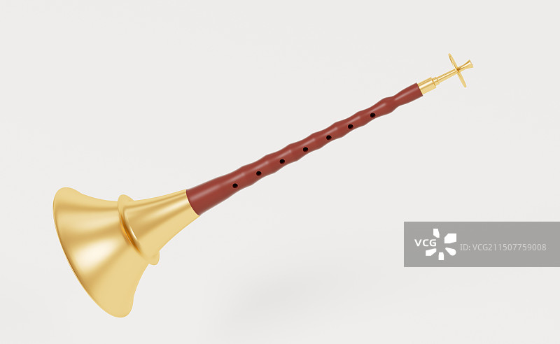 卡通演奏乐器唢呐3D插画图片素材